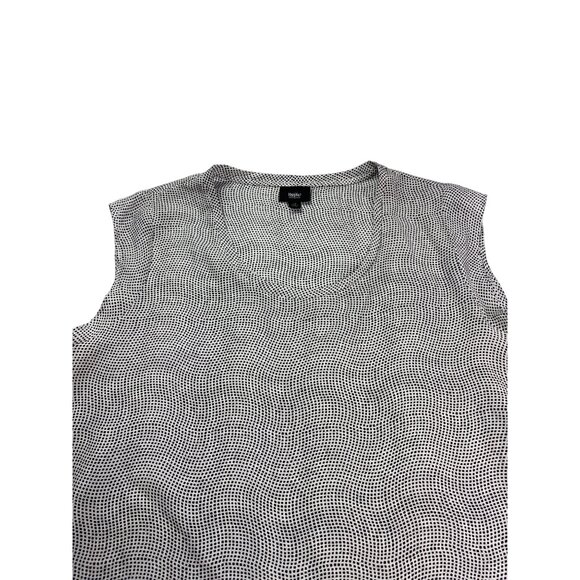 Mossimo Sleeveless Black White Dot Pattern Sheer Top Size L Womens High Low - Picture 2 of 9